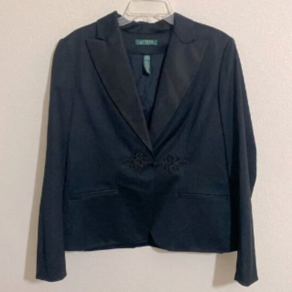 NWOT RALPH LAUREN Black Formal Tuxedo Style Wool Jacket Women's Size 12